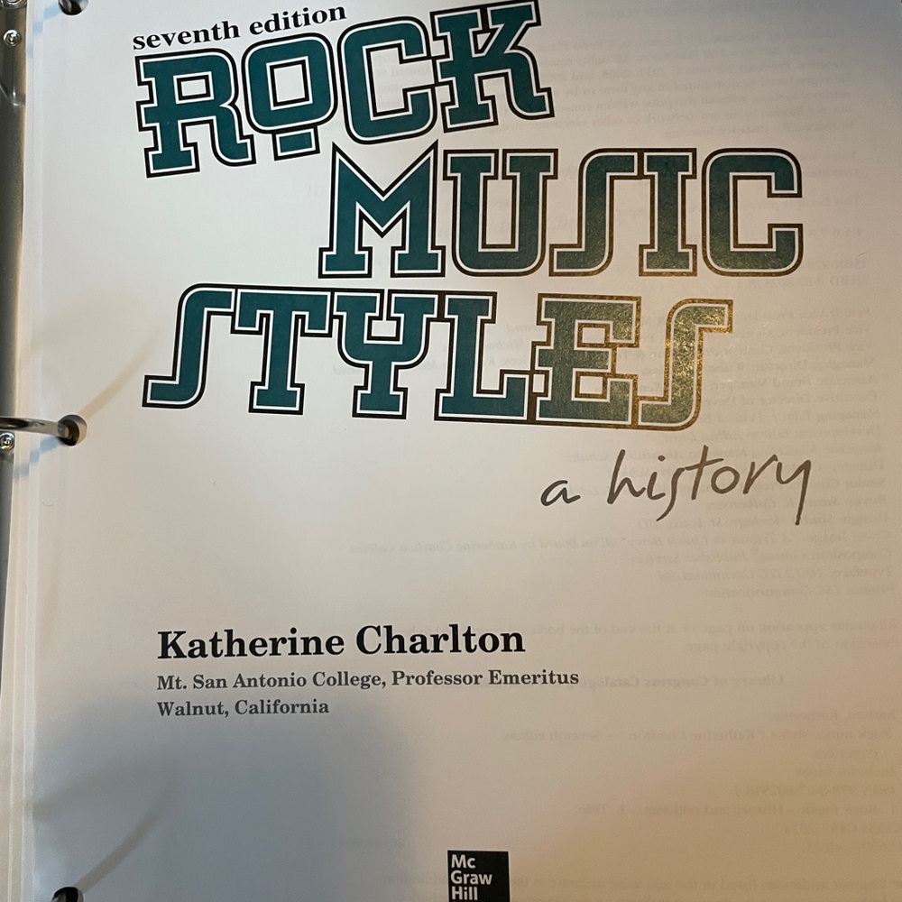 Rock music styles a history seventh edition, looseleaf textbook